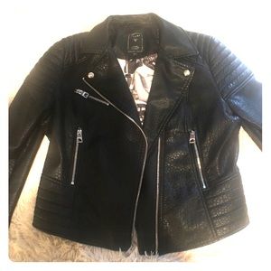 Guess vegan/ faux leather motto jacket.